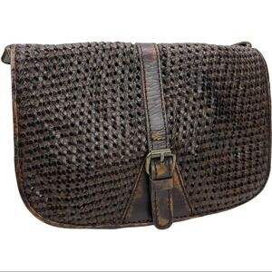 Patricia Nash Italian Woven Leather Messenger Crossbody Bag